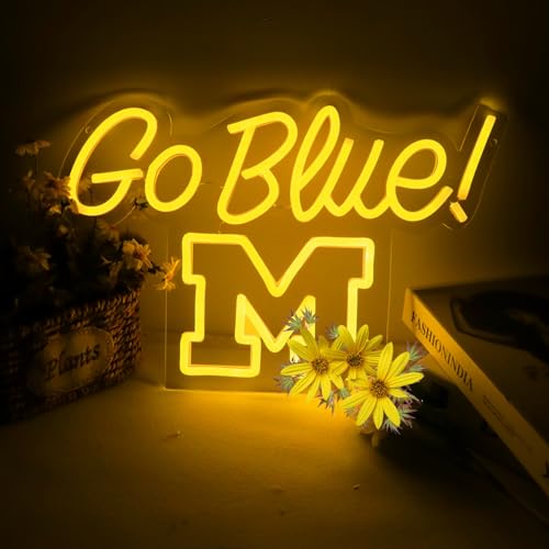 Michigian Neon Led Wolveriines Sign Go Blue Vibrant LED Wall Art for University of Michigan Fans for Game Day, Man Cave, Dorm & Bar Decor - Michigan Rugby Football Sports Team Spirit Gift for Alumni & Students