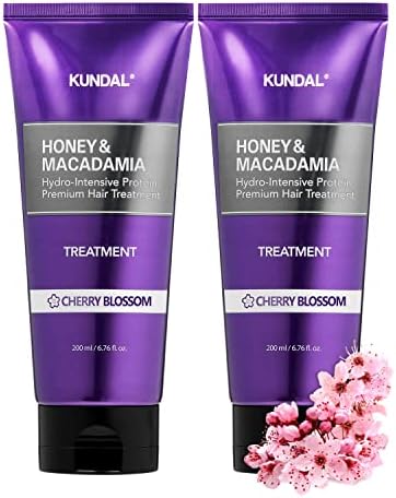 Kundal Cherry Blossom Hair Conditioner Sulfate Free Honey & Macadamia Premium Keratin Protein Treatment,6.76oz x2 bottles