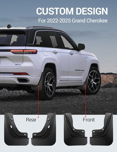 Image of Ecarzo Mud Flaps Fit for 5th Gen Jeep Grand Cherokee 2025 2024 2023 2022 No Drilling Required All Weather Mud Splash Guards Mudflap Front & Rear Gen Jeep Grand Cherokee 2-Row Accessories 4pcs (Non L)