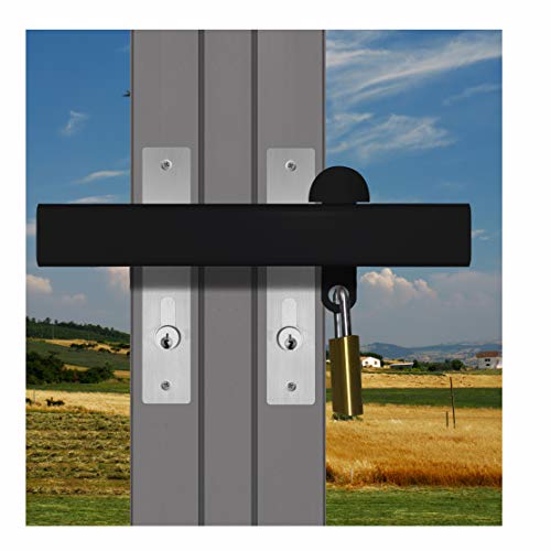 Patio French Door Lock 'Box Section' Black Colour-High Security Deadlock Sliding Fix Bar Seen from Outside Standard Version-NO Tools Required