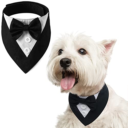 FUAMEY Dog Tuxedo, Adjustable Black Polycotton, X-Small, Formal Attire for Small Breeds, Wedding, Birthday, Valentine's Day, Cosplay X-Small Black