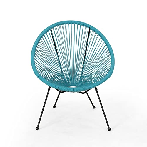 Christopher Knight Home Outdoor Hammock Weave Chair with Steel Frame (Set of 4) - Teal and Black by Christopher Knight Home - Used condition - Image 3