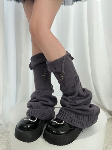 Image of SherryDC Womens Y2k Knit Leg Warmers Harajuku Japanese Long Boot Socks Kawaii Lolita Winter Leg Cover