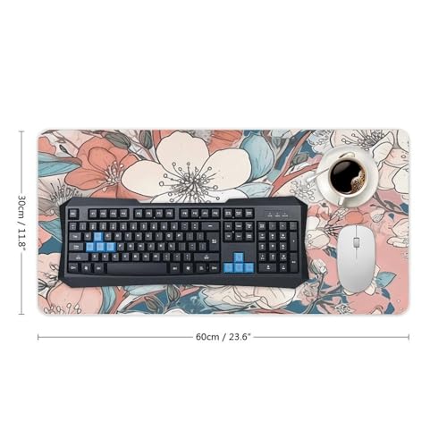 Desk Pad Protector 24x12 Inch Extended Peach Leafed Flower miniatura 2