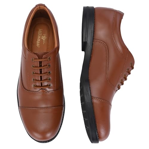 Image of Mikaasa Leather Formal Oxford Shoes for Men, Police and Officer Duty Lace-Up Mid Top Shoes with Cushioned Insole, Durable Sole and Classic Design, Comfortable Formal Footwear