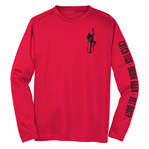 Dirty Hooker Long Sleeve Fishing Shirt for Men Classic Logo - Uv Protection Long Sleeve Shirt Men -Dry Fit Swim Shirt