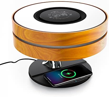 Masdio by Ampulla Bedside Lamp with 10W Wireless Charger, Night Lamp with Digital Clock, Stepless Dimming and Sleep Mode for Nightstand