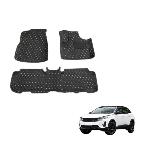 Tapis de voiture pour Peugeot 4008 sur mesure en cuir noir et beige