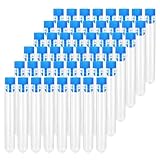 Plastic Test Tubes with Caps 300 PCS Clear Plastic Test Tubes with Blue Caps for Storage Item in Party/Laboratory/Craft Project