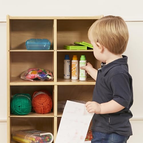 ECR4Kids 10 Cubby Mobile Tray Storage Cabinet, 5x2, Classroom Furniture, Natural - Image 3