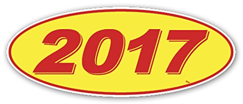 Image of CADS Oval Model Year Window Stickers (Red Numbers on Yellow) (12 Per Pack) (2017)