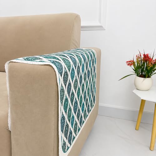 Image of Homerz Premium 'Maharaja Paradise Series' Sofa Cover | Net Fabric Sofa Cover | Washable, Anti-Dust Backed & Wrinkle Resistant Cover (Aqua Lattice, 2 pc Armrest, Armrest)