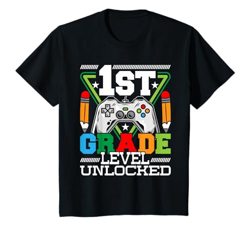 Kids 1st Grade Level Unlocked - First Day of School Video Game T-Shirt