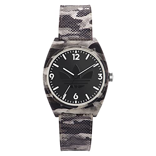 adidas Reloj analógico unisex Resin Originals con esfera negra - Aost22568, color de la correa: multicolor, negro, moderno, Negro, Moderno
