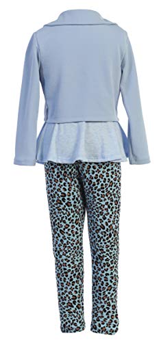 Image of iGirlDress Girls 4 Pieces Pant Set Long Sleeve Jacket Necklace Floral Plaid Pant 4-16