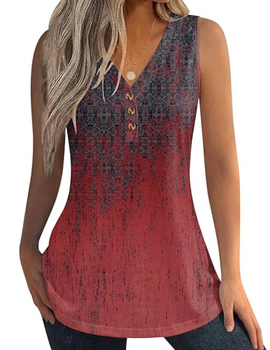 Zeagoo Womens Summer Top Sleeveless V Neck Loose Tops Casual Dressy Print Vest Tank Tops