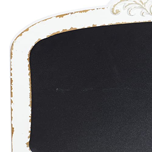 Deco 79 Wood Sign Carved Top Wall Decor With Chalkboard, 28" X 2" X 19", Cream #TOP2