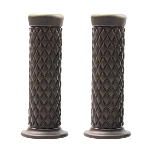 Image of Motorcycle Hand Grips, Non Slip Rubber Bar for 7 /8 inch 22mm /24mm Handles, Vintage Motorbike Thruster Grip, Handlebar for Hand Comfort, Universal for Motocross Scooter Dirt Bike, Open End (Coffee)