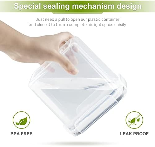 Benss Air-Tight Food Storage Container Set - Cereal Storage Containers - for Kitchen Pantry Organization and Storage - Set of 16 with Easy Locking Lids, Include 40 Labels & 1 Marker& 5pcs Spoon,Black