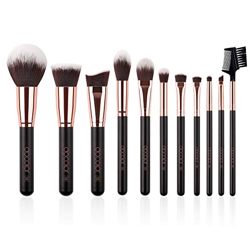 Docolor Makeup Brushes 11 Pcs Makeup Brush Set Premium Blending Brush Foundation Powder Concealers Blush Brush Portable eye makeup brushes