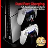 PS5 Stand with Controller Charging Station: 2.5 Hours Fast Charging Dock - Vertical Stand for PlayStation 5 Slim - PS5 Accessories with Headphone Holder & Dual Controller Charger