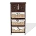 Rebecca Mobili Cassettiera Credenza Rustica, 2 Cassetti 3 Ceste, Legno Vimini, Marrone Scuro, Arredo Bagno Cucina - Misure: 80 x 40 x 27 cm (HxLxP) - Art. RE4059