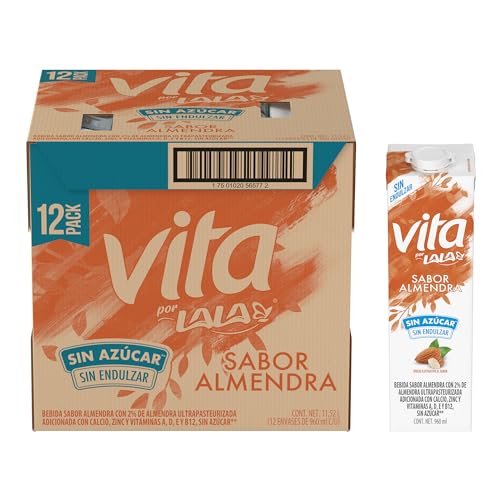 Jabones, Grocery Lala Vita Almendras Sin Azucar y Sin Endulzar Bebida de Almendras Ultrapasteurizado Sin Azucar, Contenido: 1 Paquete con 12 Piezas con Taparosca de 960...