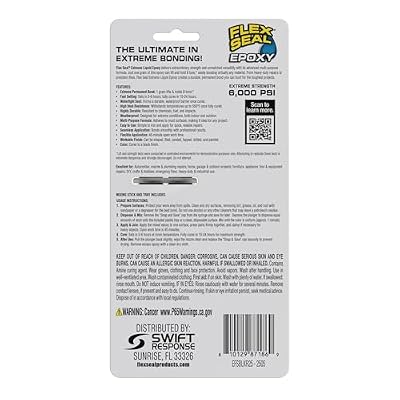Flex Seal Epoxy, Extreme Liquid, Multi-Purpose, Durable, Permanent, Watertight, Long-Lasting Bond, for Automotive, Marine, Plumbing, Home, Tool Repairs, Cures Black, 0.85 oz (25 mL) Syringe