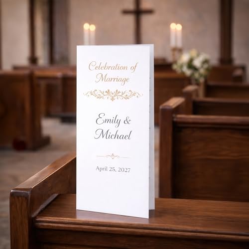 100 Pack Formal Bright White 8.5\" x 11\" Scored Cardstock Paper – Folds to 4.25\" x 11\" – Menu & Program Paper – Inkjet & Laser Printer Compatible – Made in USA