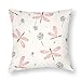 1 funda de cojín decorativa de diente de león, libélula de 12 x 12 pulgadas, fundas de almohada cuadradas de poliéster suave para sala de estar, sofá, cama, fundas de almohada