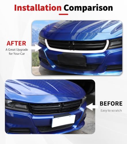 Image of Voodonala for Charger Front Grille Inserts Trim for 2015-2023 Dodge Charger, Radiator Grill Cover Protector, ABS White Exterior Accessories, 2PCS