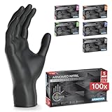 100x ARNOMED® Gants en nitrile taille S Noir, Gants à usage unique pour chirurgie & labo...