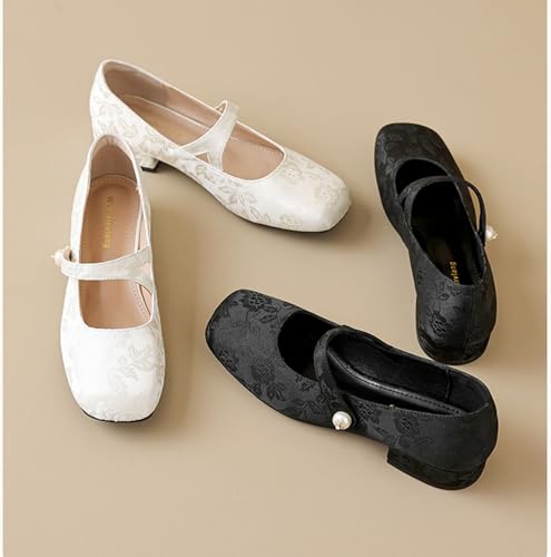 Women's Classic Elegant Square Toe Chunky Heel Mary Jane Shoes Fashionable and Comfortable Soft Sole Buckle Casual Low-Heeled Shoes3