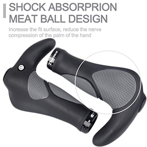 Bike Handlebar Grips Bicycle Bar Ends Grips Mtb Comfort Ergonomic Handle Grips For Mountain Bike Bmx Double Lock-On Cycling Tpr Rubber Bionic Gecko Palm Print Anti-Slip With Horn 1 Pair #TOP3