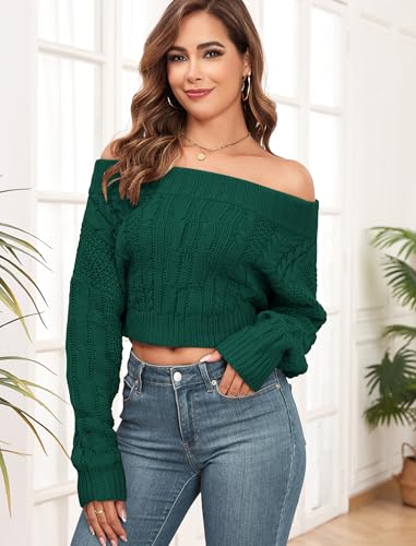 Image of ZAFUL Women V Neck Button Knit Crop Sweaters Batwing Sleeve V Back Ribbed Hem Pullover Sweater