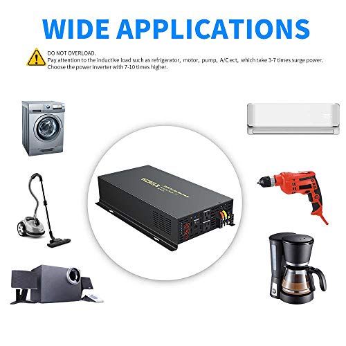 Wzrelb 5000W Continuous Power Pure Sine Wave Inverter 12V Dc To 110V 120V Ac Solar Power Inverter 10000Watt Peak With Remote Control Led Display And Dual Ac Outlets For Home Rv Truck Boat Camping #TOP6