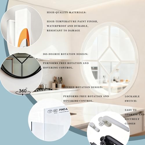 360° Rotatable Round Glass Ventilation Window - Aluminum Alloy Replacement Portlight with Tempered Glass, Ideal for Boats & RVs (80CM/31.5IN)