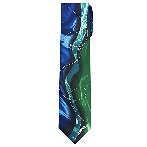 Jerry Garcia Collectors Edition Mens Butterfly Trap Artwork Line Swirls Regular Length Neck Tie - Teal