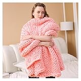 HWJFDC Manta Mantas Tejidas a Mano de Lana Gruesa, Mantas de Lana, Mantas Tejidas de Lana, Mantas, Accesorios de fotografía for recién Nacidos, Primavera y otoño(Inulin,50x50)