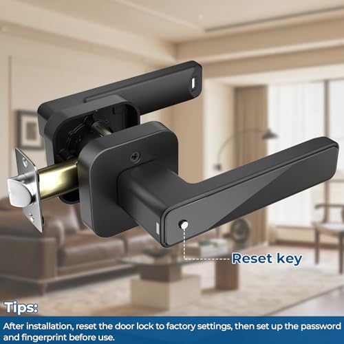 Bild 5 - FITNATE Fingerabdruck Smart Türschloss für Zuhause, Schlüsselloser Einstieg mit Hebel, APP, IC-Karte, Code, Schlüssel & biometrischer Entsperrung für Schlafzimmer, Zuhause, Hotel, Büro, Wohnung