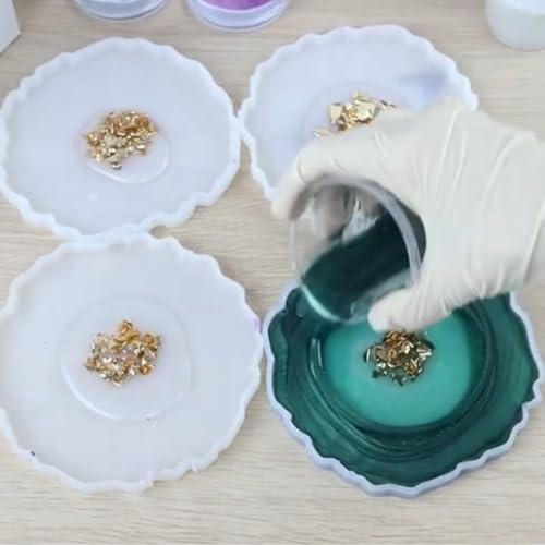 Image of ICRAFTYWORLD 26 Pcs DIY Epoxy Resin Art Kit With Moulds Agate Coaster Making Kit Resin Art Set For Beginners With Resin, Hardener & Epoxy Mould,Multicolor