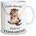 Produktbild TRIOSK Tasse Katze lustig mit Spruch Halte Durch Katzenmotiv Geschenk für Arbeit Büro Katzenliebhaber Frauen Freundin Kollegin