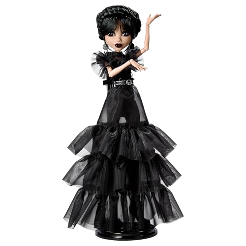 Monster High Wednesday Puppe, Rave’N Wednesday Sammelfigur in schwarzem Gothic-Kleid, inspiriert von der Tanzszene, Premium-Accessoires und Puppenstän