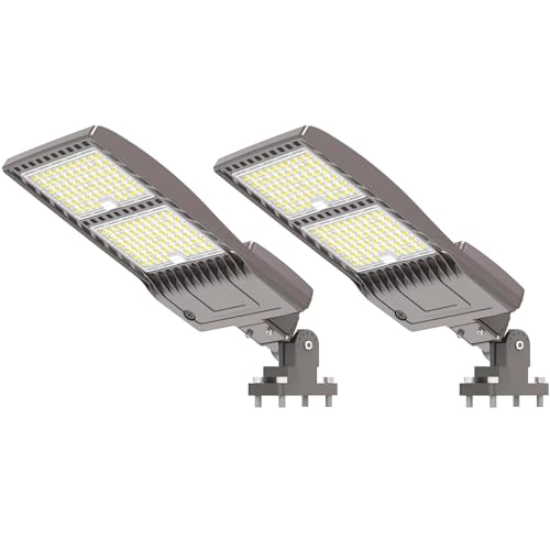 2Pack 400W LED Parking Lot Light 56000 Lumen, UL DLC Parking lot Flood Lights Arm Mount, Street Area Pole Light IP65 5000K Waterproof 100-277VAC Input, LED Stadium Outdoor