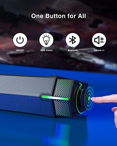Jeecoo M20 Computer Speakers For Pc Desktop Monitor, Bluetooth V5.3 Pc Sound Bar - Wired Usb-Powered, Superb Stereo Sound, With Gradient Rgb Lighting - Combine/Separate To Customize Your Desk #TOP5