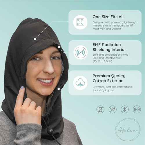 Halsa EMF Hat, Faraday Hood - EMF Blocking Anti-Radiation Silver Fabric, 99% Reduction, Shields 5G, 4G, Cellular, WiFi, Bluetooth, Smart Meters - Adjustable, One Size Fits All Headwear2