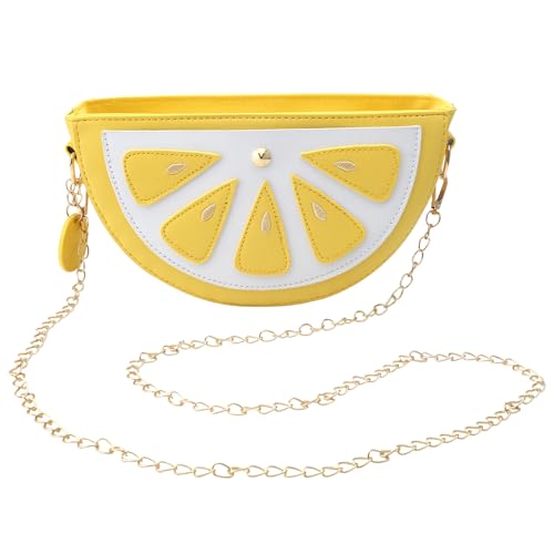 ZMDMAH Mädchen Umhängetasche Zitrone Tasche Frauen Obst Paket mit Gold Kette Umhängetasche Obstform Umhängetasches Crossbody Taschen Sommer Party Supplies