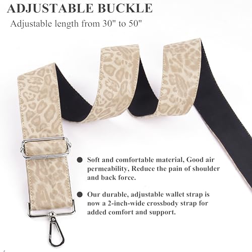 Image of Purse Straps Replacement Crossbody,Crochet Purse Strap for Handbags,Wide Shoulder Straps for Bags(1-Leopard Pink)