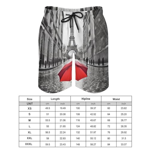 Mens Shorts Eiffel Tower Paris Red Umbrella Men Swim Trunks Quick-Dry Beach Shorts with Drawstring Pocket Bathing Suit2