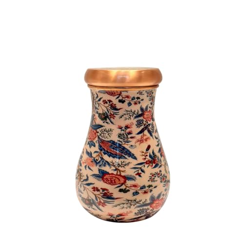 Image of ATTRO Kalash Copper Water Pot - Designer Water Storage & Serving, Ayurvedic Health Benefits, Supports Overall Health & Healthy Skin, 750ml Cream Irish